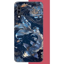 Aksesuarist Samsung Galaxy A70 Uyumlu Mavi Yüzen Balık Baskılı Silikon Kılıf