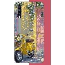 Aksesuarist Samsung Galaxy A70 Uyumlu Sarı Mobilet Baskılı Silikon Kılıf