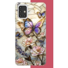 Aksesuarist Samsung Galaxy M31S Uyumlu Renkli Baskı Kelebek Baskılı Silikon Kılıf