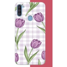 Aksesuarist Samsung Galaxy A11-M11 Uyumlu Mor Lale Baskılı Silikon Kılıf