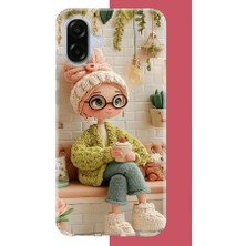 Aksesuarist Samsung Galaxy A07 Uyumlu Cafede Oturan Kız Baskılı Silikon Kılıf