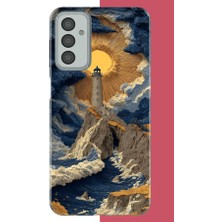Aksesuarist Samsung Galaxy M13-M23 Uyumlu Mavi Bulutlu Deniz Feneri Baskılı Silikon Kılıf