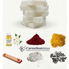 Carmelina Soya Wax Mum Yapım Seti-3, Kırmızı-Sarı Mum Boyası- Yasemin Esansı,