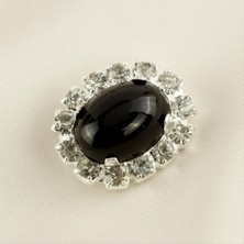 Bijuteri Net Oval Inci Taşlı Broş