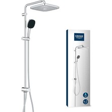 TeknoKapsül Grohe Vitalio Comfort 250 Flex Duş Sistemi, Yön Değiştiricili, Duvar Dışı Bağlantılı, 2 Akışlı 250MM Tepe Duşu, 2 Akışlı 110MM El Duşu, 1500 ve 500MM Duş Hortumu, Duş Başlığı Seti, 26986001