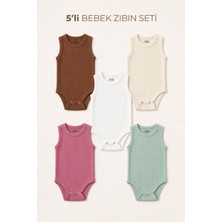 Maxi İdol Yazlık Kız Erkek 5’li  Atlet Zıbın Bebek 3’lü Set Pamuk Askılı Body %100 Pamuk