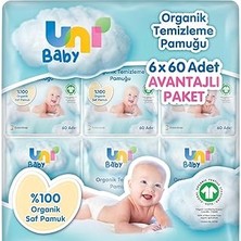 TeknoKapsül Uni Baby Bebek Temizleme Pamuğu 6*60 Adet