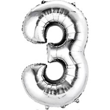 TeknoKapsül 5dm 3 Rakam Folyo Gümüş Balon Küçük 35 cm