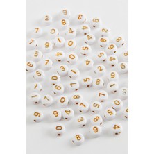 Bijuteri Net 7 mm Sarı Renkli Rakam Boncuk 500 Gram