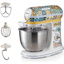Ariete Positano Mutfak Şefi 1588/0P - 1200 Watt Stand Mikser, Hamur Yoğurma Makinesi, 2400 Watt'a Ulaşan Kilitli Motor, Paslanmaz Çelik 5,5 Litre Hazne, 3 Farklı Hazne Içi Aparat