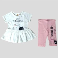 Dmb Kız Bebek Best Friends Sevimli Kedicikler Taytlı Yazlık Takım