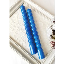 Halley Concept Lacivert Yuvarlak Formlu Dekoratif Şamdan Mumu 2'li Set 21 cm