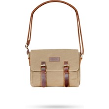 Gillario Design 01 Kanvas - Deri Camel Postacı Çanta