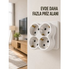 4’lü Priz Çoğaltıcı Kablosuz Duvar Tipi Direkt Prize Takılan Priz Çoklayıcı Nemere
