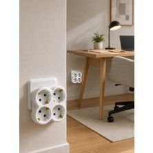 4’lü Priz Çoğaltıcı 2 Adet Set Kablosuz Duvar Tipi Priz Çoklayıcı Adaptör Nemere