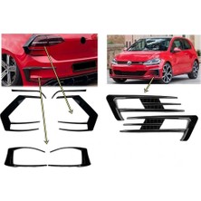 Fantastik Store Volkswagen Golf 7 Uyumlu Ön Tampon Sis Izgarası Arka Stop ve Tampon Çıtası Seti 8 Parça Parlak Siyah