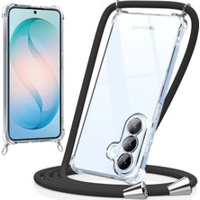 Teknomoda Samsung Galaxy S26 ile Uyumlu Kılıf Boyun Omuz Askılı Ipli Anti Şok Korumalı Şeffaf Silikon Siyah Ipli