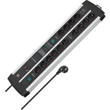 TeknoKapsül Brennenstuhl Premium Protect-Line Oyun Prizi Çubuğu, 14 Bölmeli, 2 x Şalterli ve Aşırı Gerilim Korumalı (3 M Kablo, 2 Bölmeli USB 3,1 A, Made In Germany)