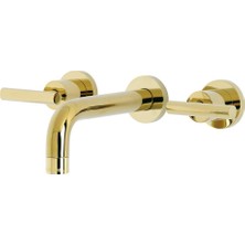 TeknoKapsül Kingston Brass KS8122CML Manhattan 2 Kollu 8 Inç Duvara Monte Banyo Musluğu, Cilalı Pirinç