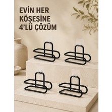 Nemere Delmeden Monte Tuvalet Kağıdı Askısı Siyah Metal Yapışkanlı Banyo Kağıtlığı 4’lü Set