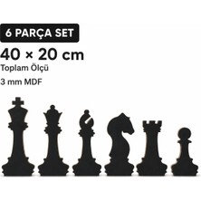 Arlia Design Arliadesign 6 Parça Satranç Taşları Duvar Dekoru 40 × 20 cm Siyah Mdf Şah Vezir Fil At Kale Piyon Seti