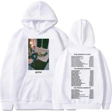 Tarzsokak Beyaz Unisex Mac Demarco Gitar Turu Rahat Kapşonlu Moda Şarkıcı Grafik