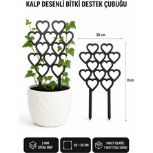 Arlia Design Arliadesign Kalp Desenli Bitki Destek Çubuğu 30 x 35 cm Siyah Mdf Sarmaşık Saksı Desteği Tekli