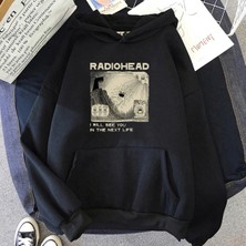 Tarzsokak Siyah Unisex Radiohead Radioındie Fan Hoodie Komik Grafik Sonbaharharajuk