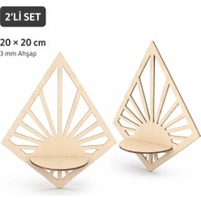 Arlia Design Arliadesign 2’li Ahşap Duvar Rafı – Elmas Desenli Dekoratif Küçük Duvar Rafı 20X20 cm