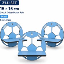 Arlia Design Arliadesign 3’lü Futbol Topu Figürlü Ahşap Duvar Süsü 15X15 cm Mavi Çocuk Odası Dekoru