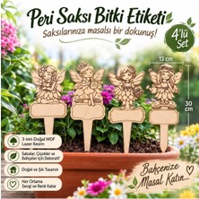 Arlia Design Arliadesign 4’lü Peri Figürlü Ahşap Saksı Bitki Etiketi 13X30 cm – 3 mm Mdf Bahçe ve Çiçek Süsü