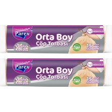 1001 Büzgülü Çöp Torbası Vanilya Kokulu Orta Boy 15'li 55 x 60 cm Ikili Paket