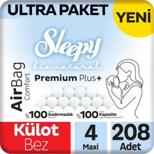 1001 Bio Natural Premium Plus Airbag Comfort Ultra Paket Külot Bez 4 Numara Maxi 208 Adet