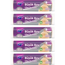 1001 Büzgülü 10'lu Çöp Torbası Vanilya Kokulu Büyük Boy 65 x 70 cm Beşli Paket