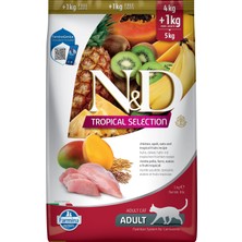 1001 Tropical Selection Tavuklu ve Tropikal Meyveli Yetişkin Kedi Maması 4+1 kg