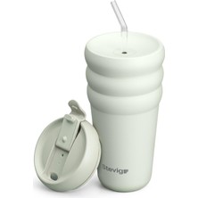 1001 3 Bubble Two-Cap Straw Tumbler Çelik Termos 600 Mililitre Lightest Sky ST-247