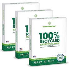 1001 Yüzde 100 Geri Dönüşümlü Çok Amaçlı Kağıt, 9,1 Kg, 92 Parlak, 8,5 x 11 Inç, 3 Paket 400