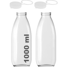 1001 1000 ml Şeffaf Sürahi Süt, Ayran, Su, Limonata, Meşrubat Şişesi 1000 cc Askılı Kapaklı Cam