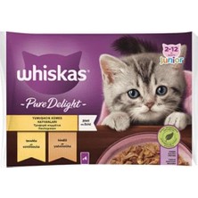Whiskas Pouch Pure Delight Jöle Içinde Tavuklu ve Hindili Yavru Kedi Konservesi 4X85 gr