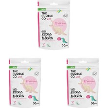 1001 Humble Corn Starch Floss Picks - Kids 30 Pcs Kürdanlı Diş Ipi 30 Pcs - Çocuklar Için Çilek Ar