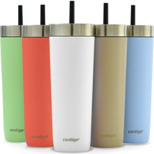1001 No-Spill Tumbler Yalıtımlı Su Şişesi, Pipetli, Beyaz, 720 ml