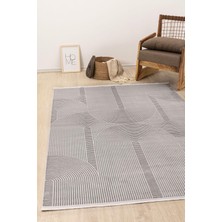 1001 Farahan Gri Geometrik Tozumaz Salon Koridor Balkon Teras Bahçe Oturma Odası Halısı A0861A, 160 x