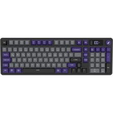 1001 HK258 Membrane LCD Rgb Kablosuz/bluetooth Siyah Turuncu Full Türkçe Gaming Klavye (Gri Mor)