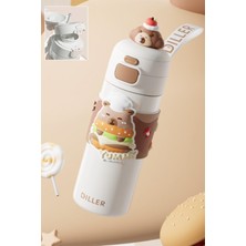 1001 Dıller 480 ml Tek Kapak Çift Kullanım Pipetli/pipetsiz Taşıma El Askılı Vacum Cup/çelik Termo