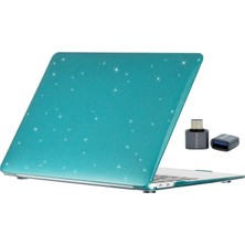 1001 MacBook Air M1 Kılıfı 13.3 Inç A2337 A2179 A1932 Uyumlu Şeffaf Simli Kristal Parlak Sert Kapak