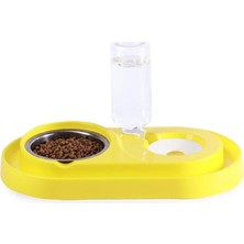 1001 Hazneli Kedi-Köpek Mama ve Su Kabı Seti 500ML Sarı