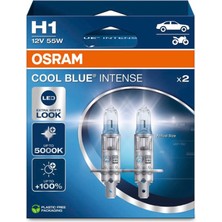 1001 H1 Cool Blue Intense Far Lambası, 12V 55W, 5000K LED Beyaz Işık, 2'li Paket