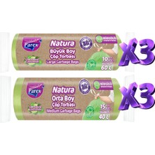 1001 Natura Büzgülü 6 Adet Çöp Torbası Orta ve Büyük Boy Paket