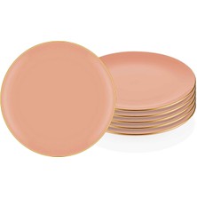 1001 Basic Pasta Tabağı 6 Lı Set Somon Pembe - 19CM