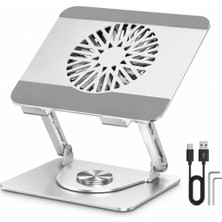 1001 Premium Alüminyum Laptop Standı, Çıkarılabilir Manyetik Harici Fanlı, 360° Döner Ayarlanabil